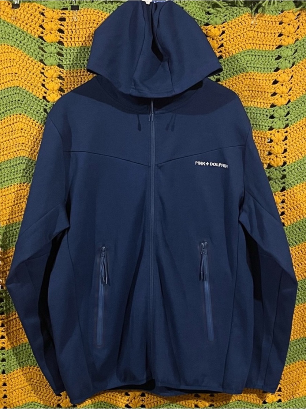 Pink+Dolphin Navy Softshell Hooded Zip Jacket Large Streetwear